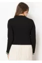 Black Pearl-Trimmed Cardigan