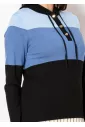 Blue and Black Colorblock Hoodie Sweater