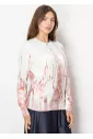 White & Blush Painted Effect Knit Sweater