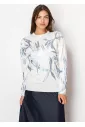 Frosted Blue Leaves Lightweight Knit Pullover