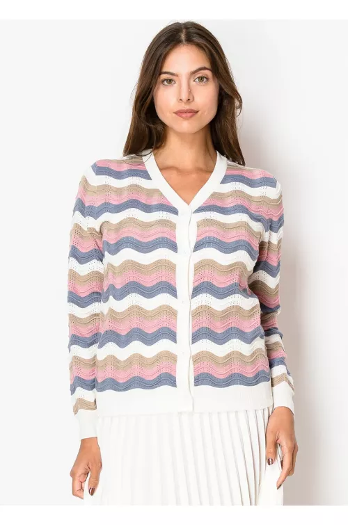 Pastel Ripple Buttoned Cardigan