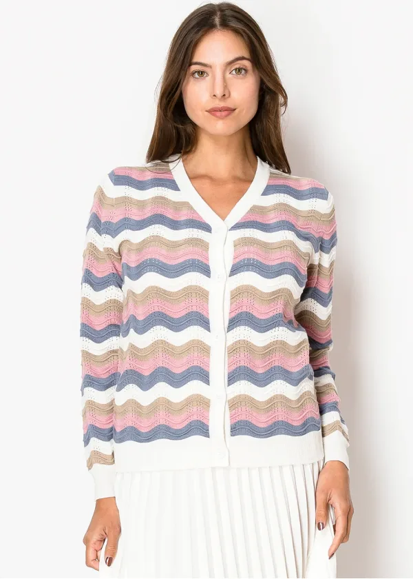 Pastel Ripple Buttoned Cardigan