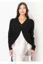 Black Ribbed One-Button Cardigan