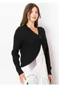 Black Ribbed One-Button Cardigan