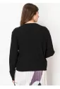 Black Ribbed One-Button Cardigan