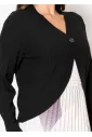 Black Ribbed One-Button Cardigan