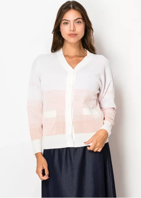 Blush Fade Knit Cardigan with Pockets