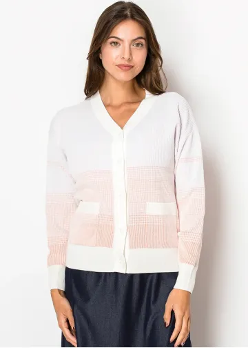 Blush Fade Knit Cardigan with Pockets