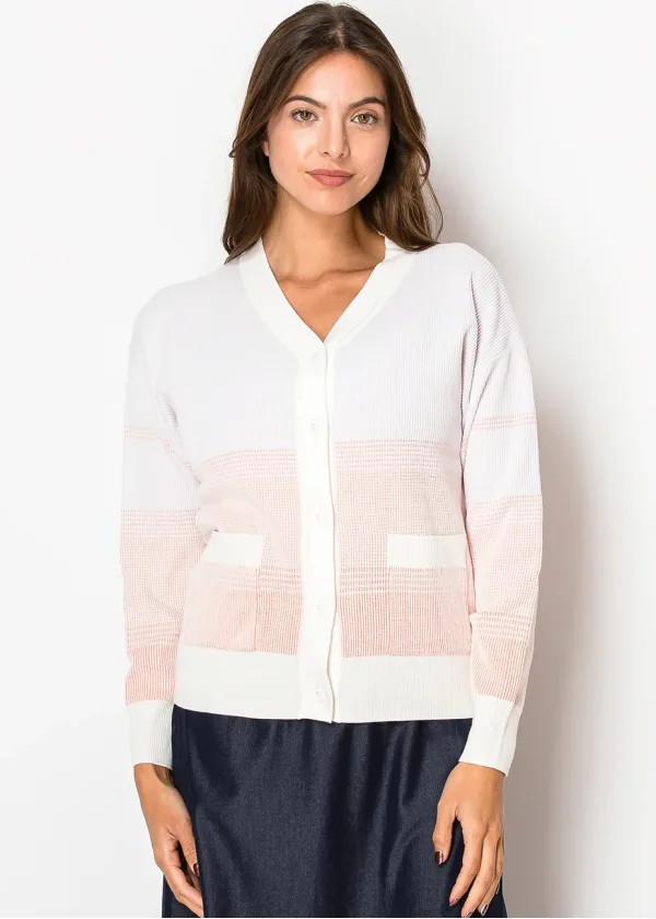 Blush Fade Knit Cardigan with Pockets