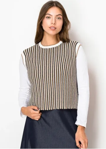 Walnut Stripe Knit Vest