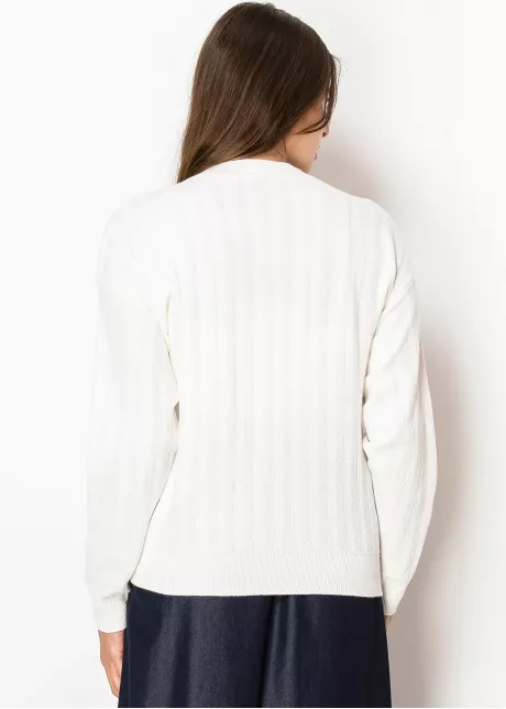 Classic White V-Neck Cardigan