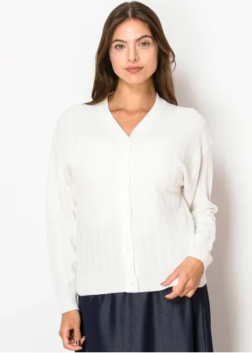 Classic White V-Neck Cardigan