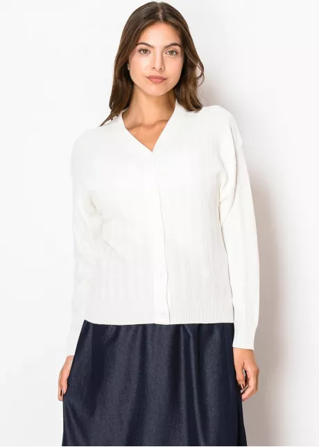 Classic White V-Neck Cardigan
