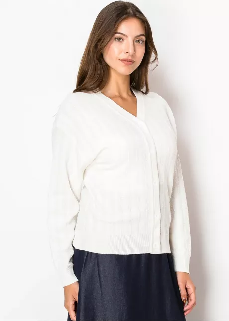 Classic White V-Neck Cardigan