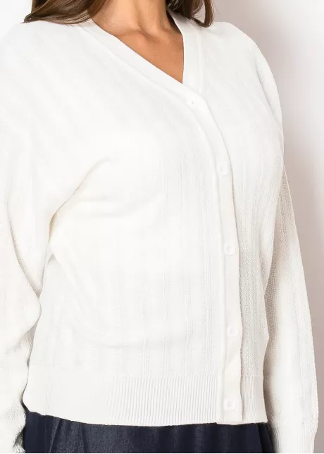 Classic White V-Neck Cardigan