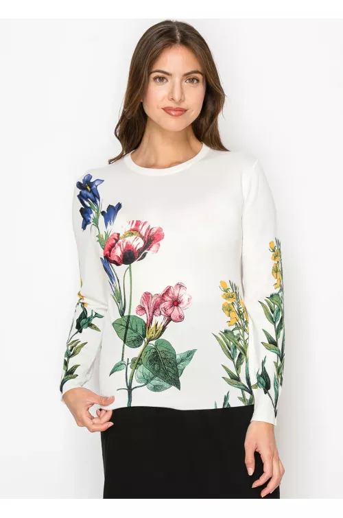 Garden Bloom White Sweater