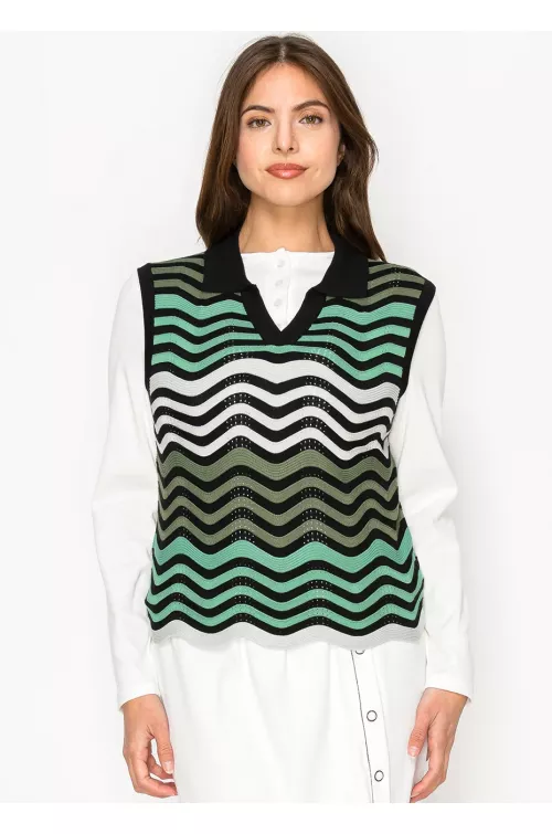 Mint Green Wave Knit Vest