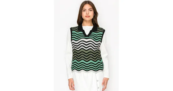 Mint Green Wave Knit Vest | Modest Women Clothing - YAL New York