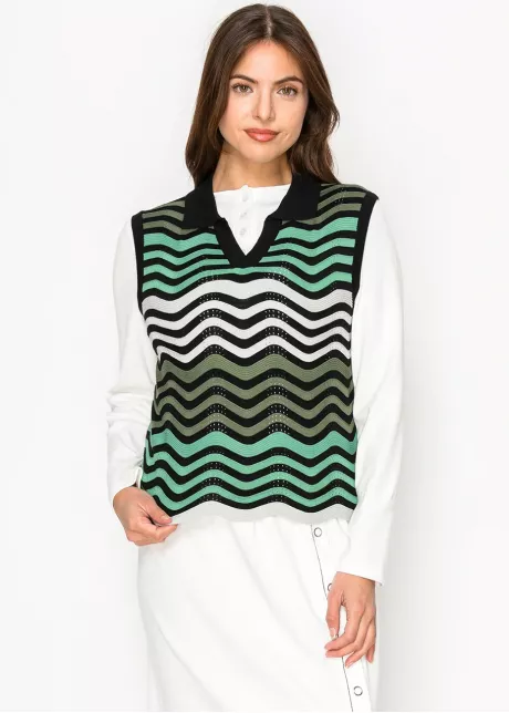 Mint Green Wave Knit Vest