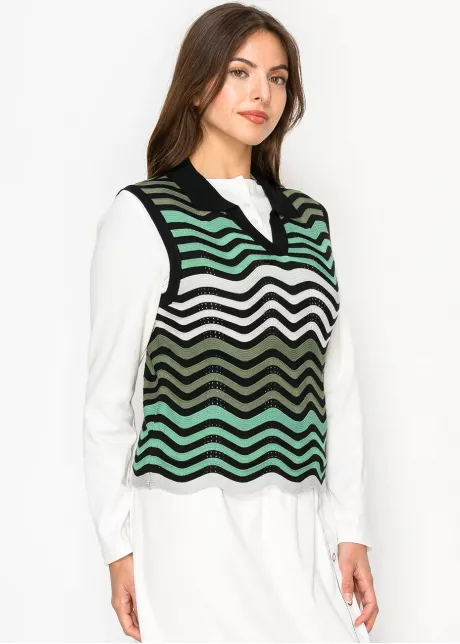 Mint Green Wave Knit Vest
