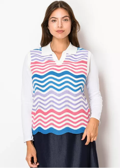 Wavy Pastel Striped Knit Vest Wavy Pastel Striped Knit Vest