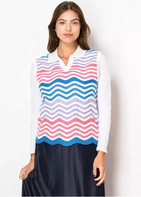 Wavy Pastel Striped Knit Vest