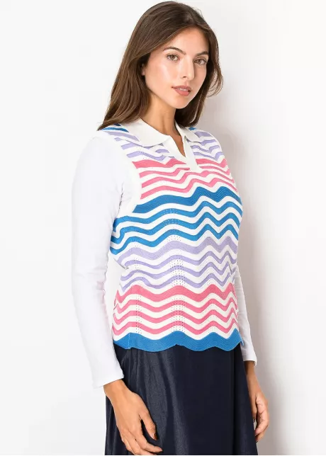 Wavy Pastel Striped Knit Vest