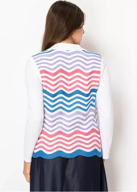 Wavy Pastel Striped Knit Vest