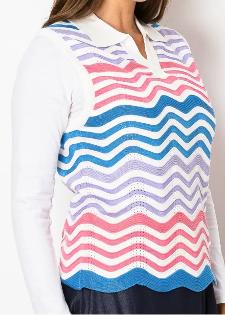 Wavy Pastel Striped Knit Vest