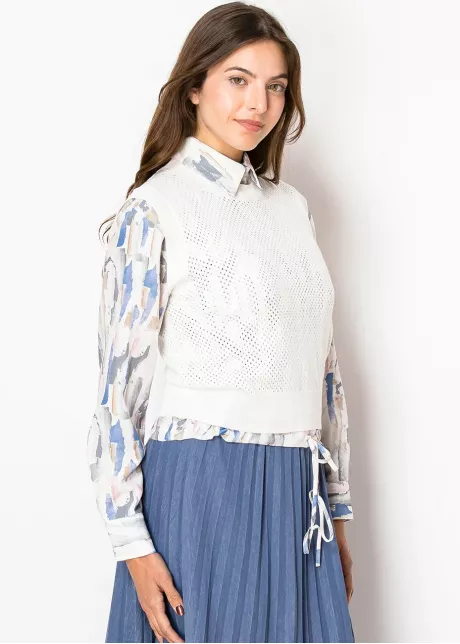 Soft Ivory Open-Knit Vest