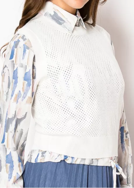 Soft Ivory Open-Knit Vest