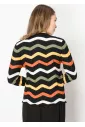 Textured Black Sweater with Colorful Zigzags