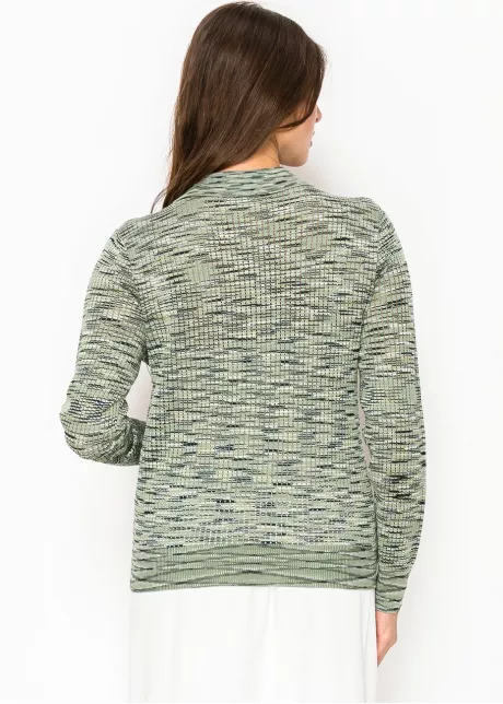 Olive Grid Knit Polo Sweater
