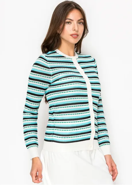 Seaside Stripes Buttoned Cardigan