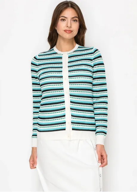 Seaside Stripes Buttoned Cardigan