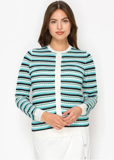 Seaside Stripes Buttoned Cardigan