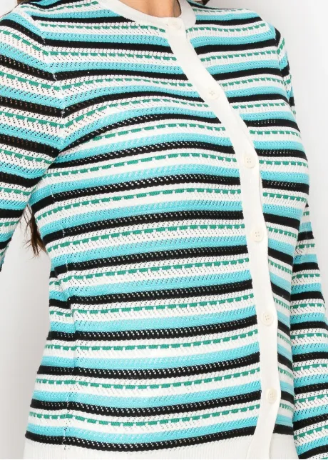 Seaside Stripes Buttoned Cardigan