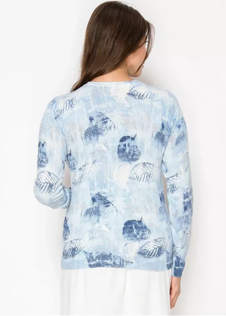 Icy Blue Nature Print Sweater