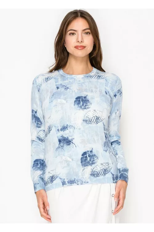 Icy Blue Nature Print Sweater