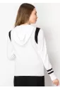 Classic White Zip Hoodie with Stripes