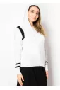 Classic White Zip Hoodie with Stripes