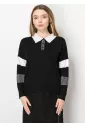 Black & White Contrast Collared Sweater