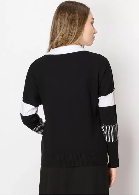 Black & White Contrast Collared Sweater
