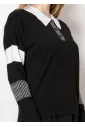 Black & White Contrast Collared Sweater