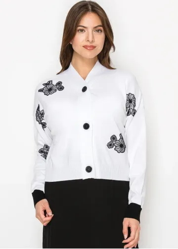 White Bloom Embroidered Cardigan