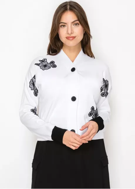 White Bloom Embroidered Cardigan