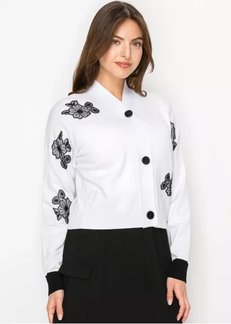 White Bloom Embroidered Cardigan