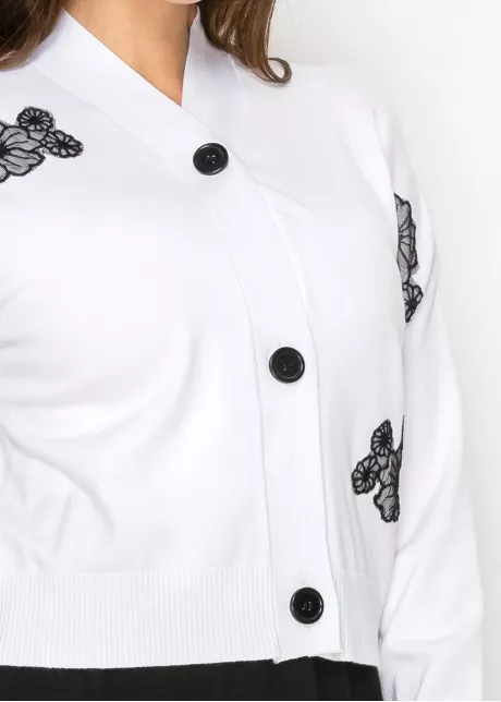 White Bloom Embroidered Cardigan