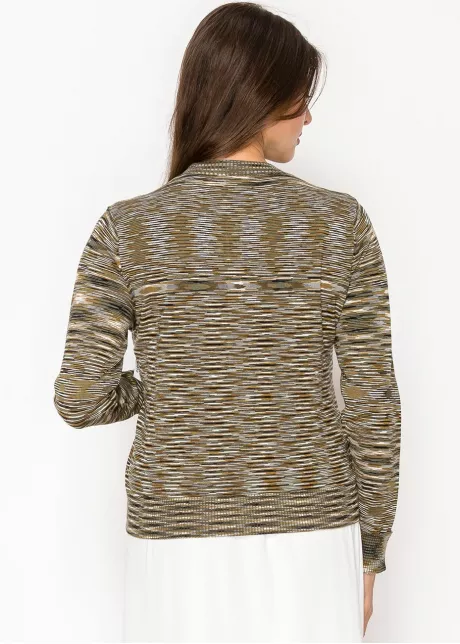 Olive Striped Button-Up Cardigan