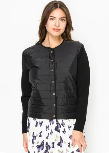 Quilted Knit Button-Up Cardigan